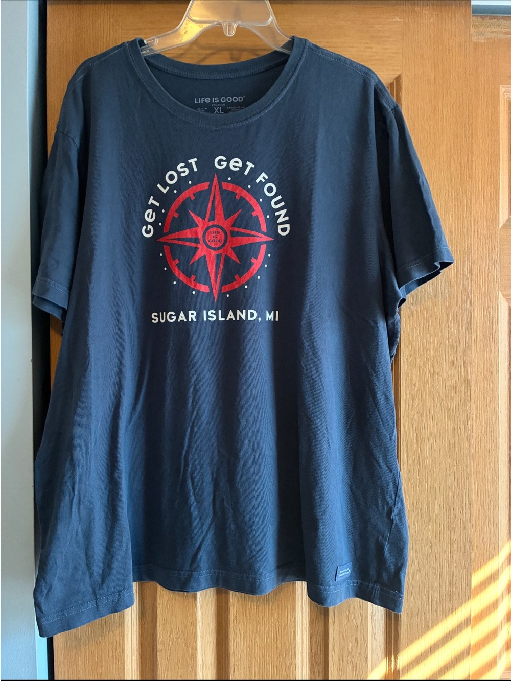 Life Is Good Navy Short-Sleeve Tee with Red Compass Graphic